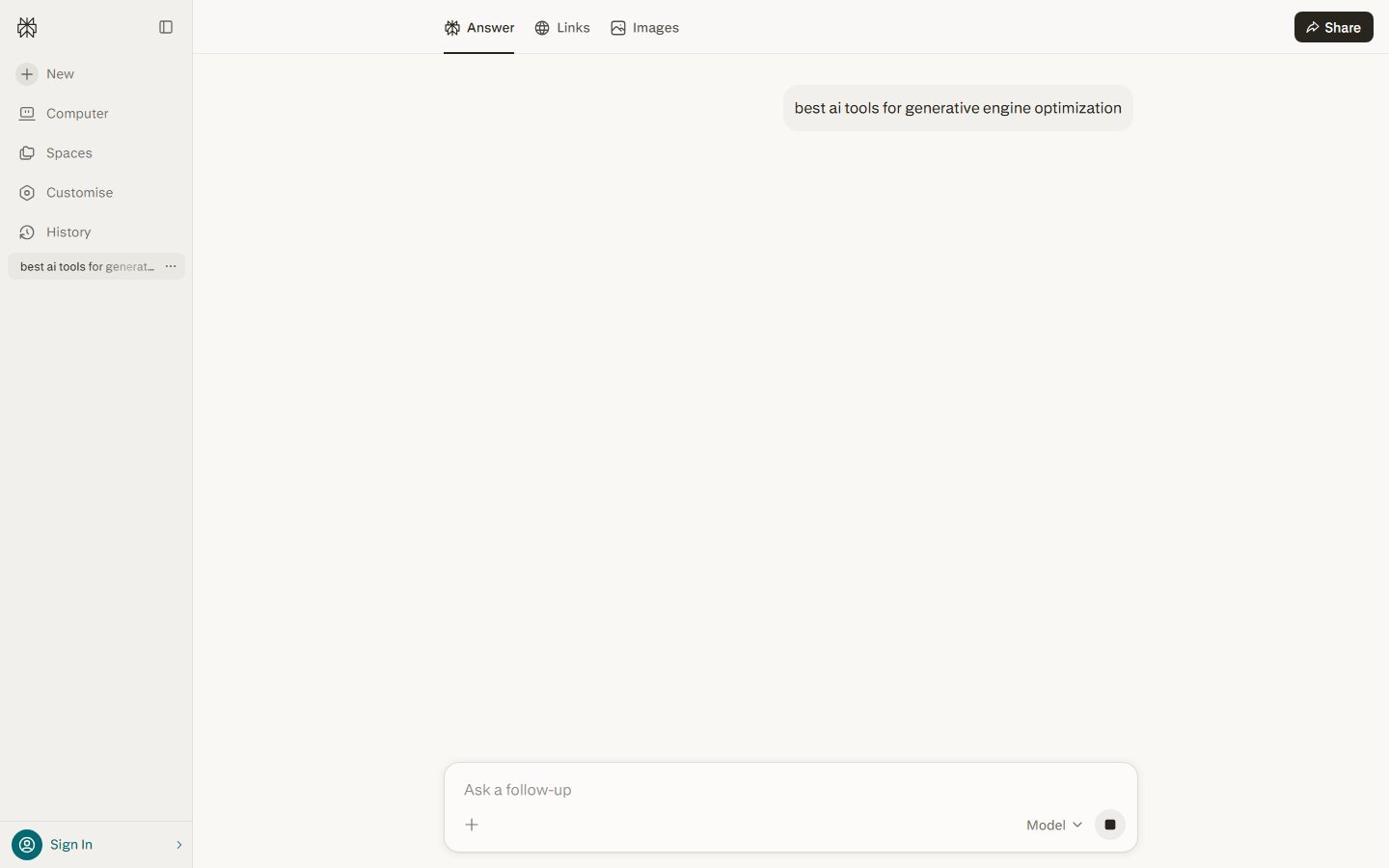 Perplexity answer page showing cited sources in the right sidebar.